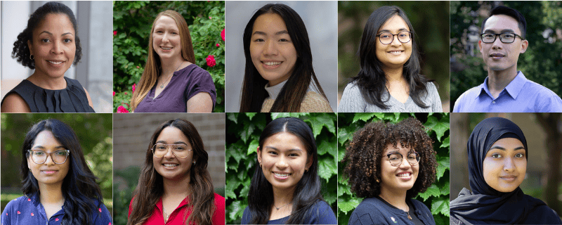 Head shots of our team members. There are 2 rows, each with 5 headshots and links to Meet our Team page, https://www.torontomu.ca/scixchange/SXCAboutUs/MeettheTeam/. 